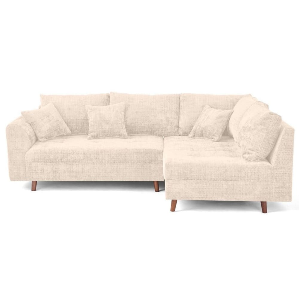 Canapé d'angle 4 places en velours texturé beige