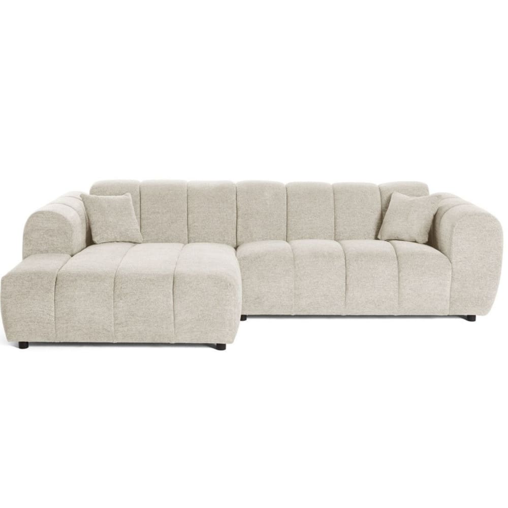 Canapé d'angle 4 places en tissu texturé beige
