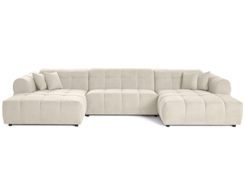 Canapé panoramique en u 7 places en tissu texturé beige - Maisons du Monde