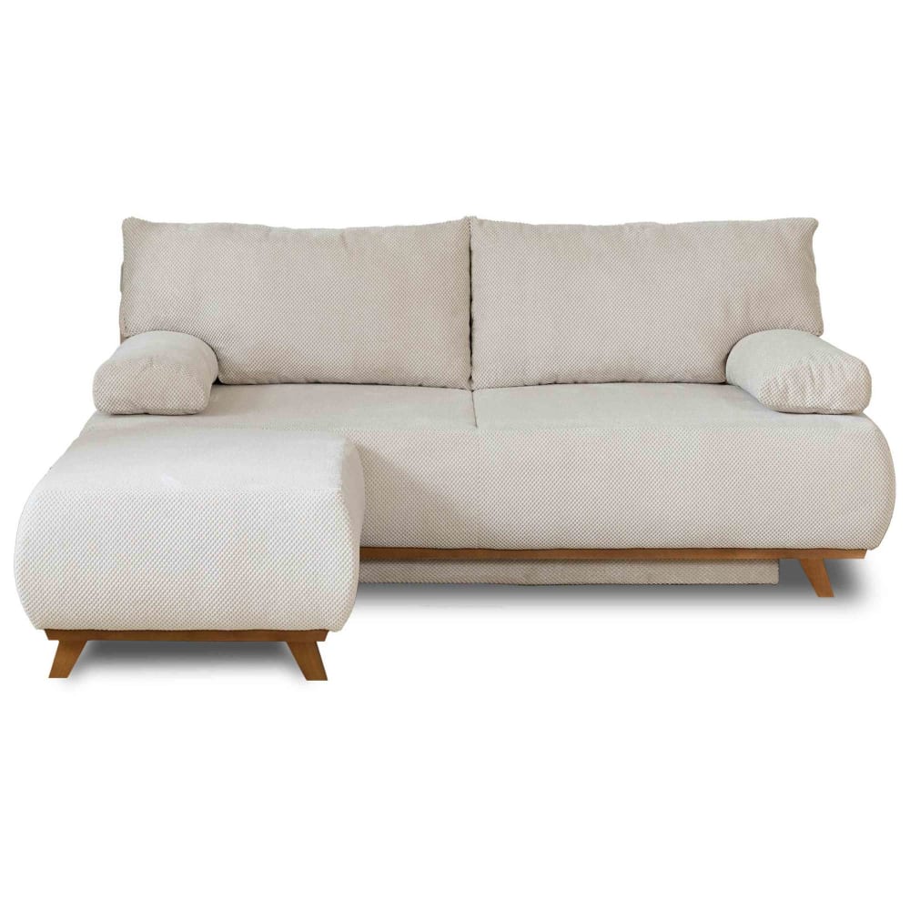 Canapé droit convertible 4 places en velours texturé beige