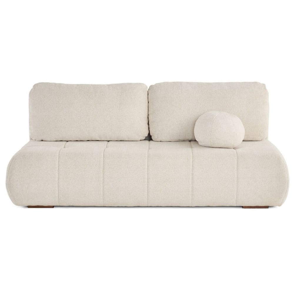 Canapé droit convertible 3 places en tissu texturé beige