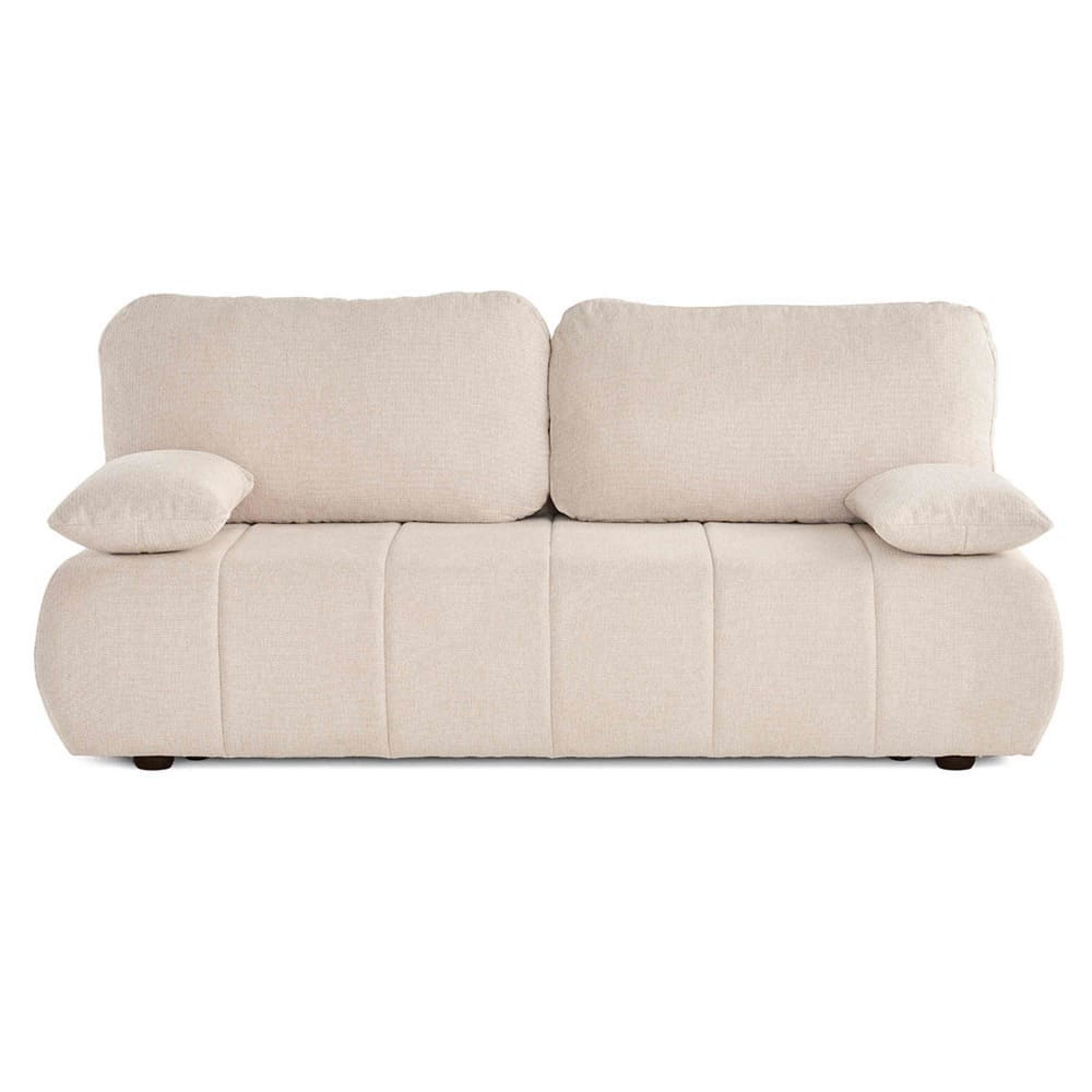 Canapé droit convertible 3 places en tissu texturé beige