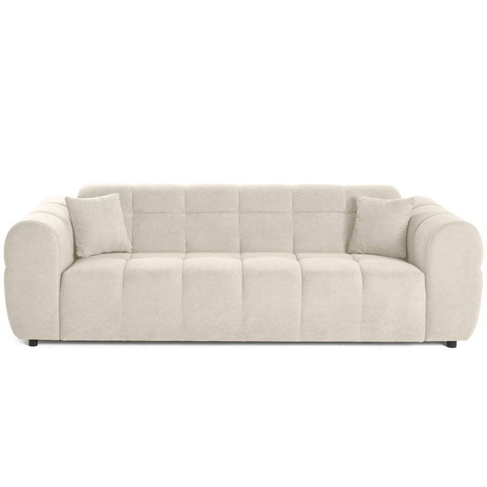 Canapé droit 3 places en tissu texturé beige