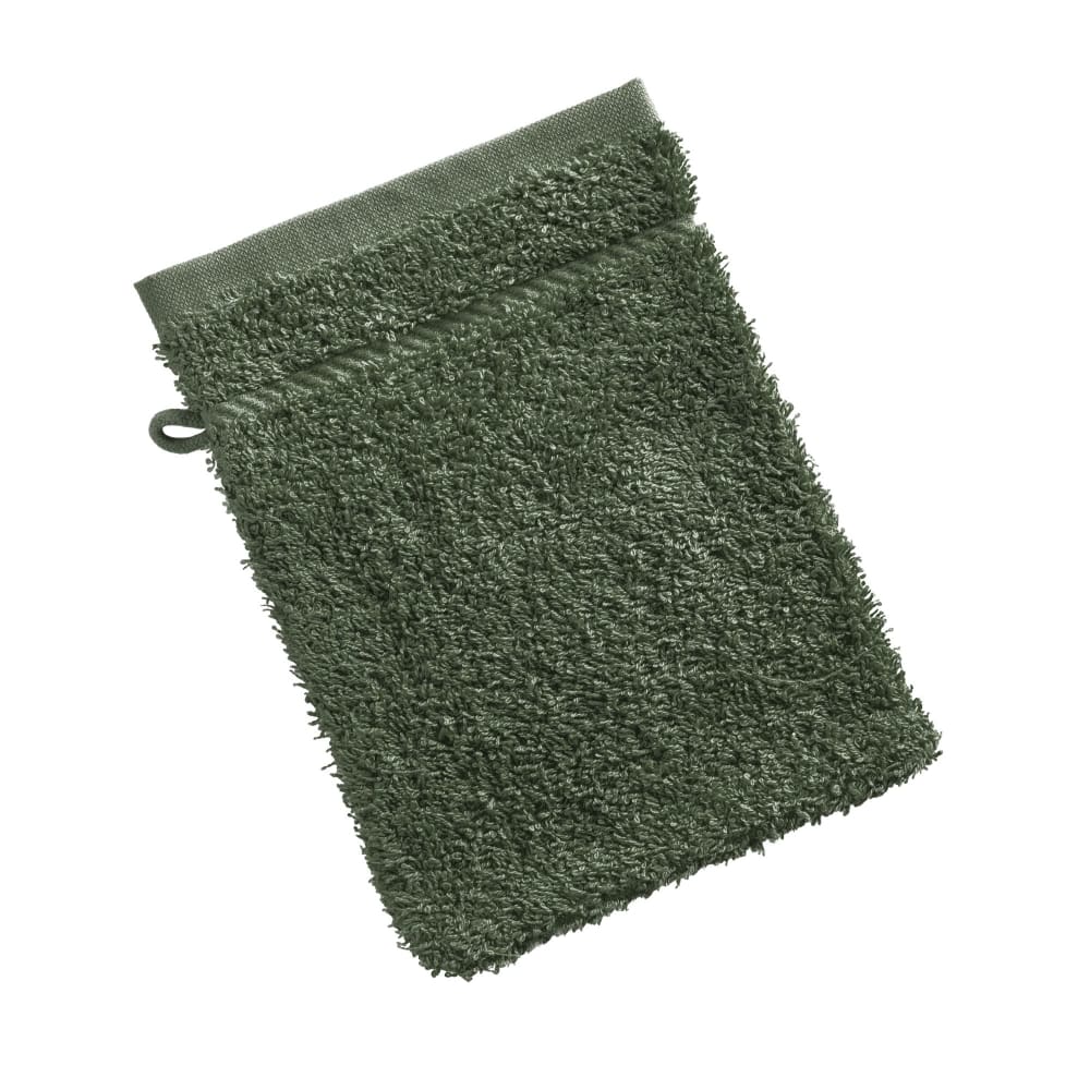 Lot de 2 gants de toilette 15x20 vert olive en coton
