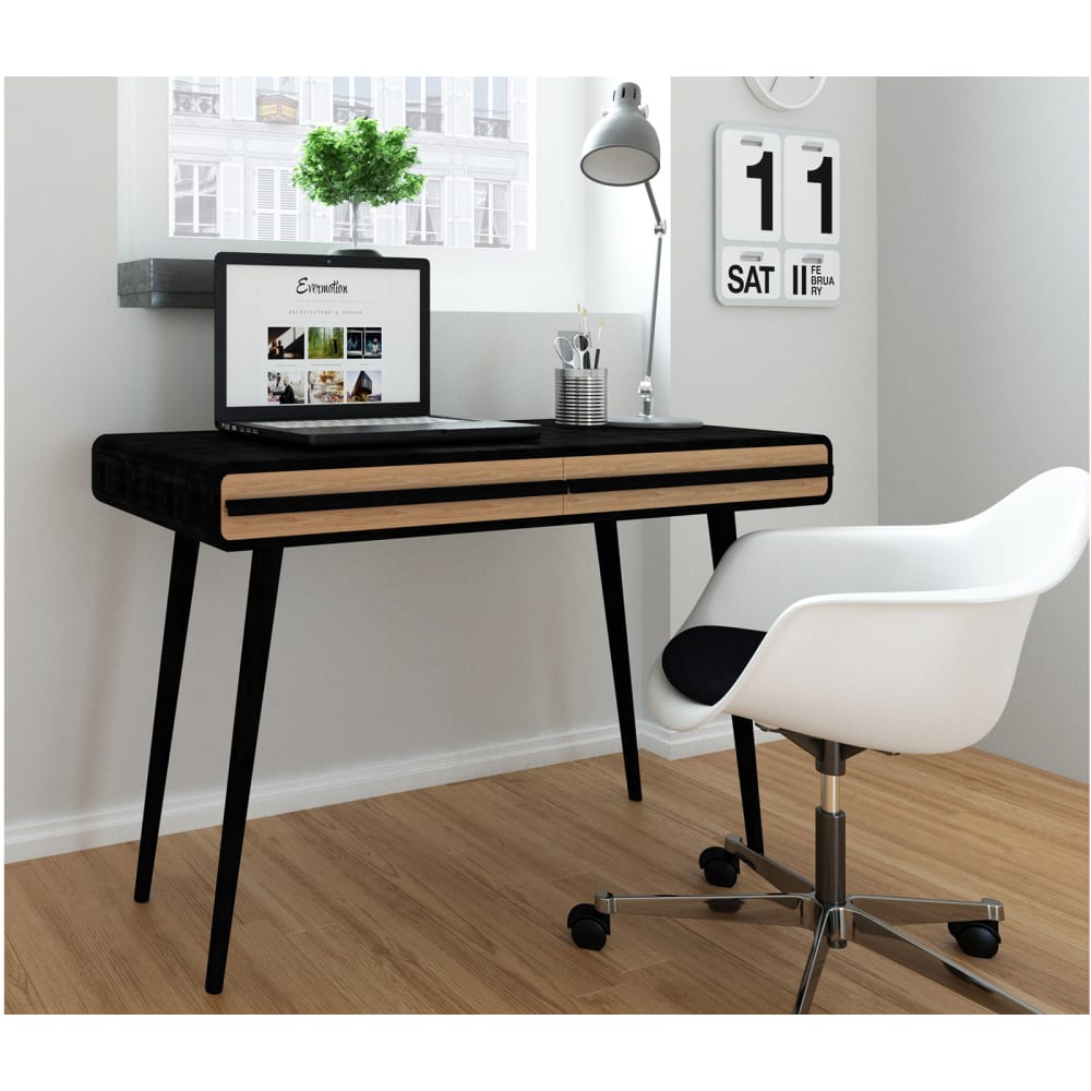 LOFT24 Ein stilvoller Schreibtisch aus laminierten Spanplatten im modernen skandinavischen Design. Braun