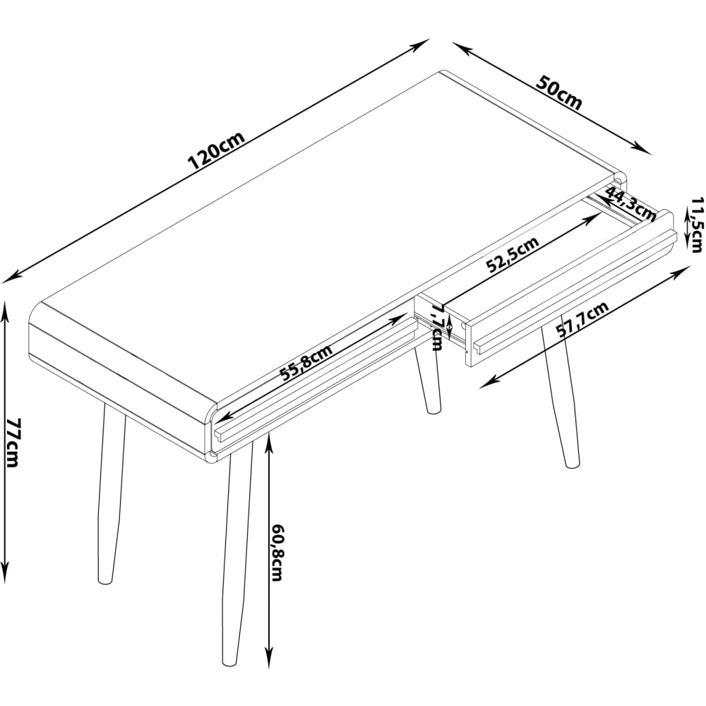 Schreibtisch mit 2 Schubladen in Eicheoptik, schwarz - Maisons Du