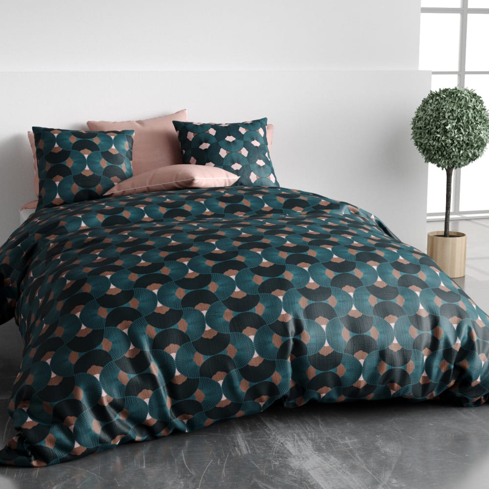 Parure de couette 100% coton 57 fils imprimée 240x220cm 2 taies - Maisons du Monde