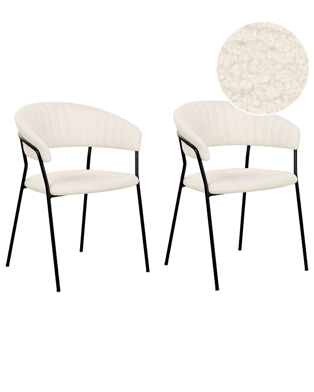 Beliani Esszimmerstuhl 2er Set aus Stoff, weiß style modern - Stoff