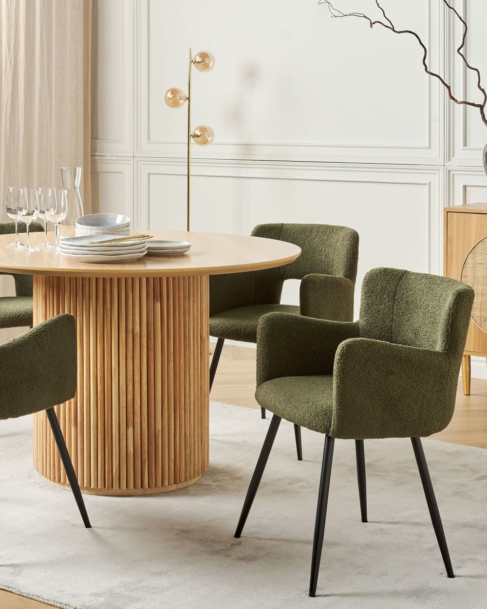Esszimmerstuhl 2er Set aus Stoff, grün - Maisons Du Monde