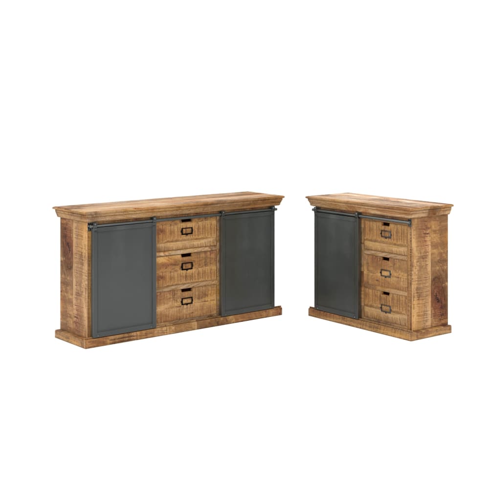Maison Pavane Set 2 Buffets in der Größe Mittel und Klein aus massivem Mangoholz style industrial Braun