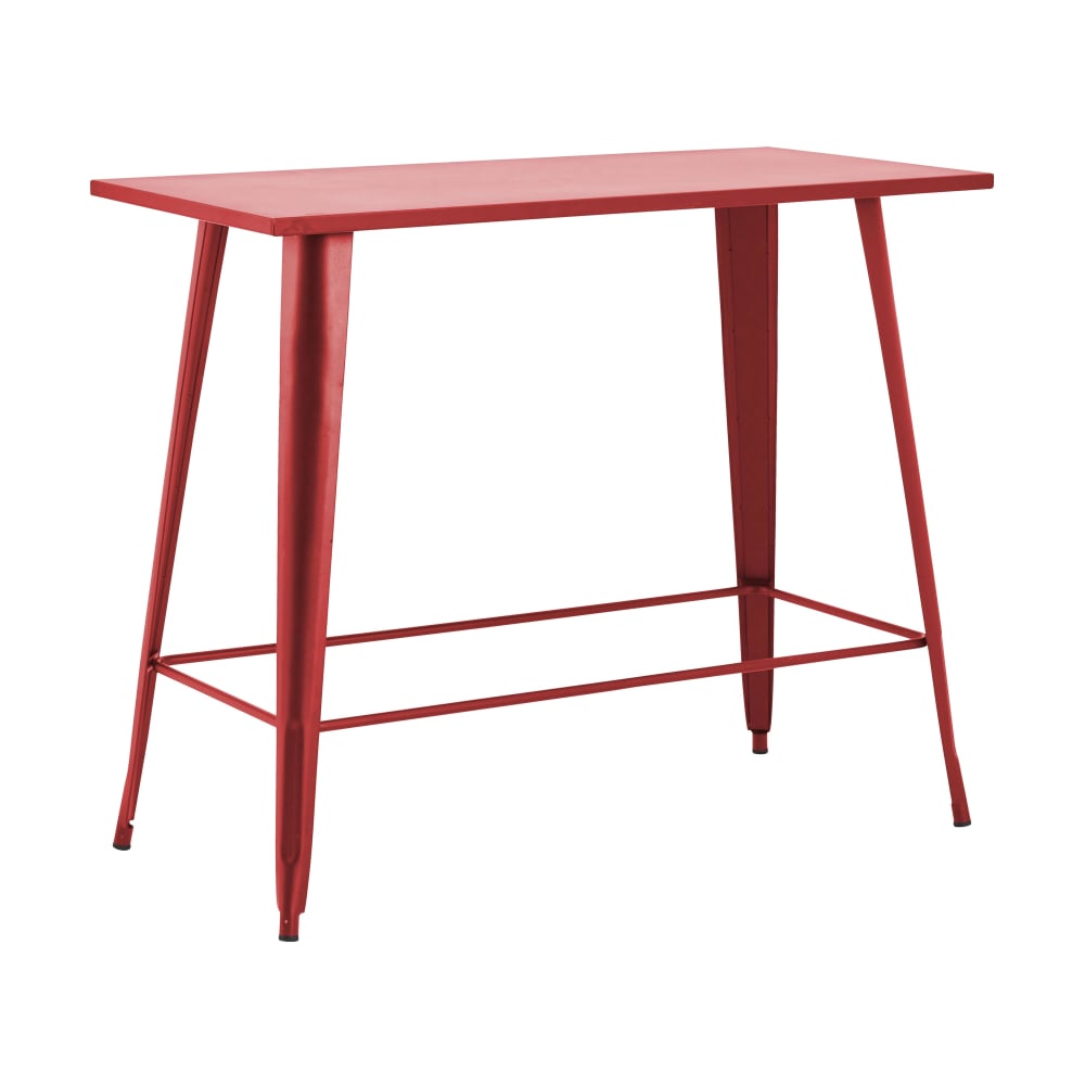 Table haute de jardin et 4 tabourets en métal rouge