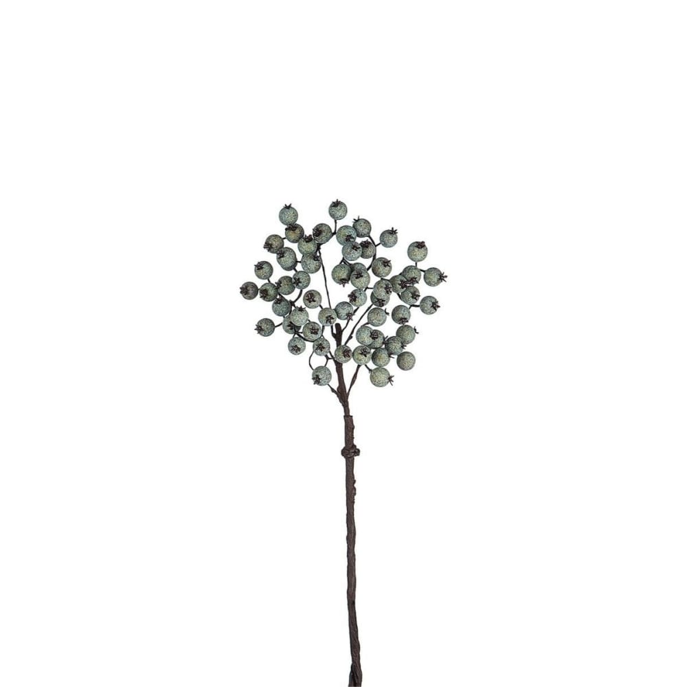 Branche de baies artificielle verte foncée h35