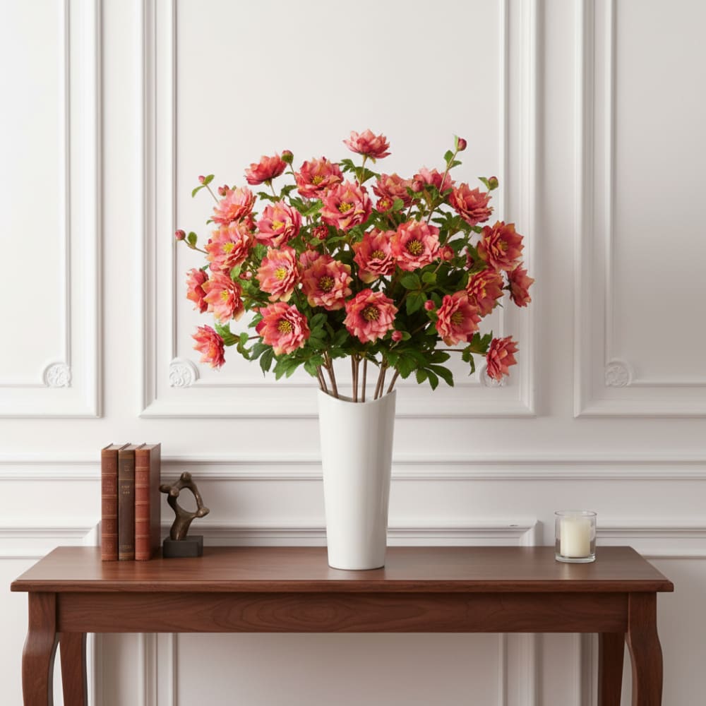 Tige de rose artificielle avec bourgeon rose et jaune h49 - Maisons du Monde