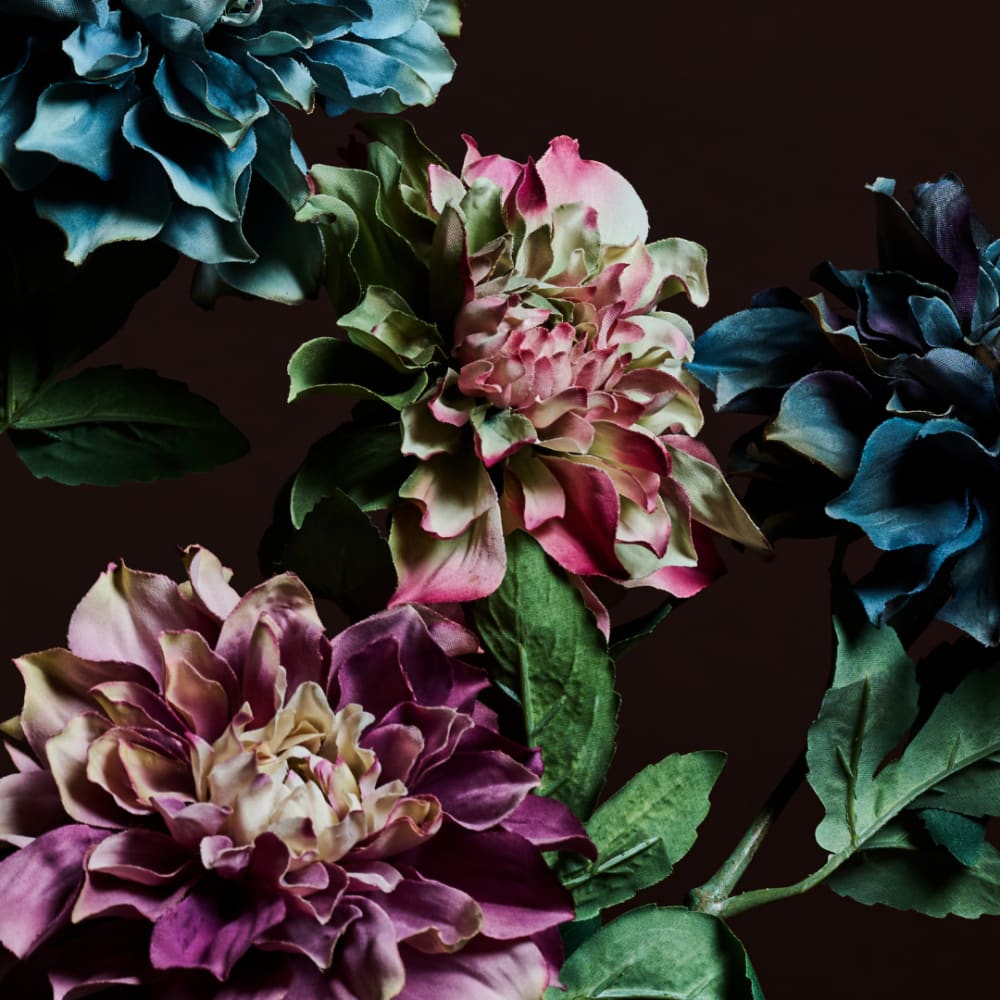 Tige de dahlia artificielle avec bourgeon rose et jaune h64 — vue 4