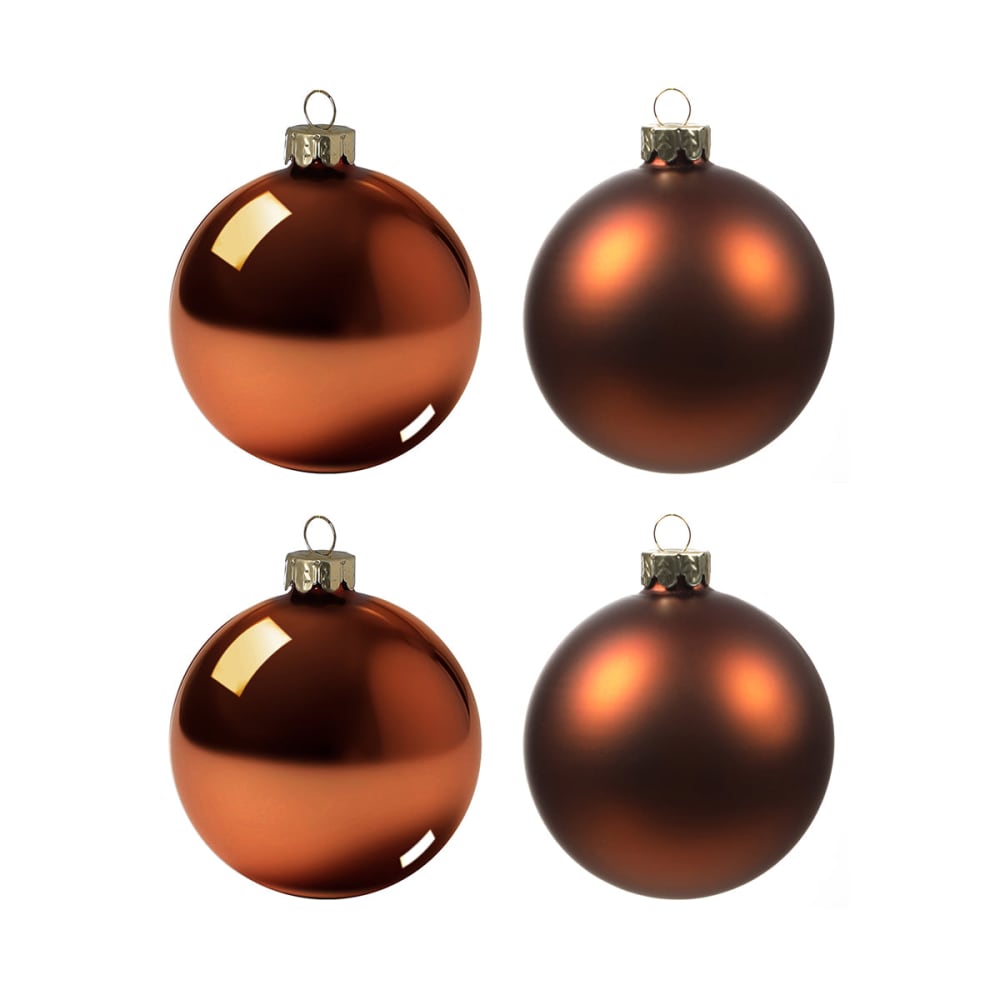 Juego de 4 bolas de navidad en vidrio marrón chocolate d8