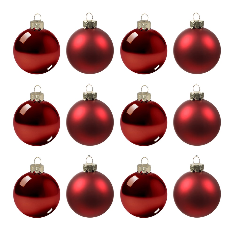 Juego de 12 bolas de navidad en vidrio rojo d6