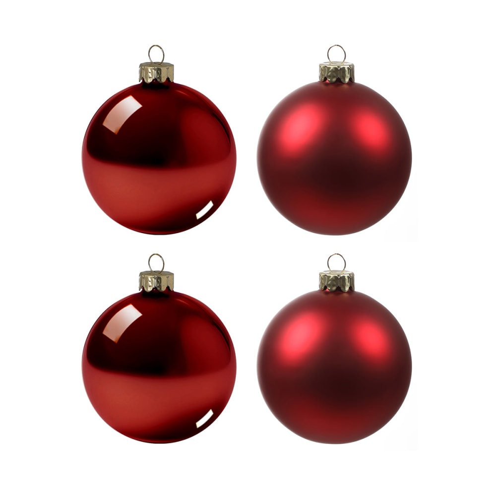 Juego de 4 bolas de navidad en vidrio rojo d8