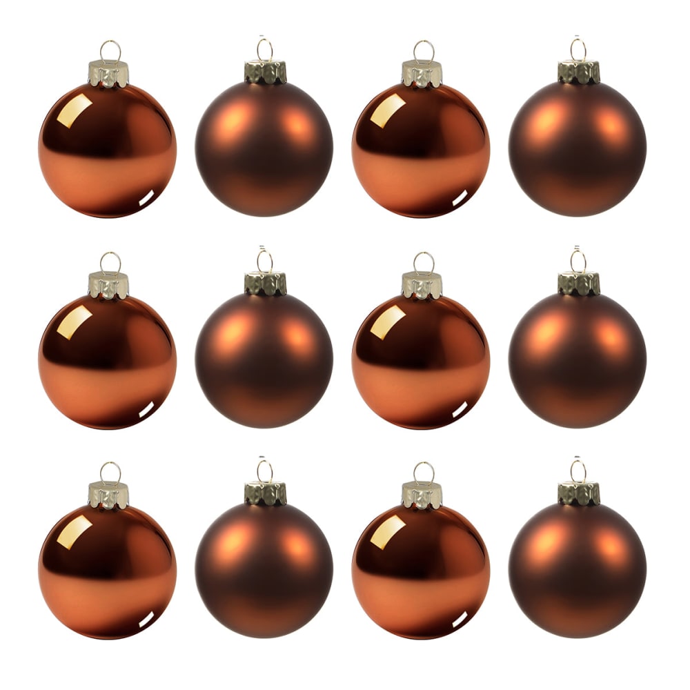 Juego de 12 bolas de navidad en vidrio marrón chocolate d6
