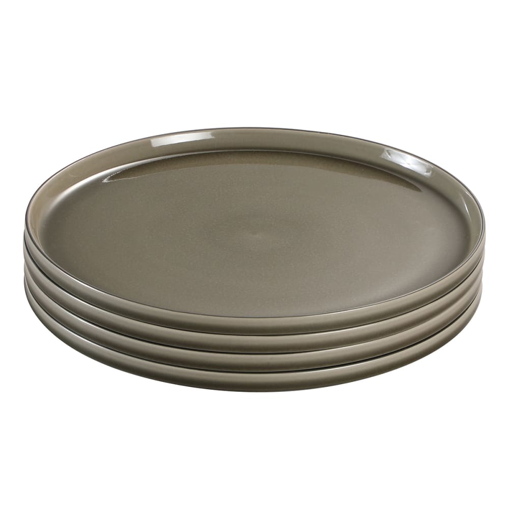 Set de 4 assiettes plates en grès vert d28 Set de 4 assiettes plates en grès vert d28