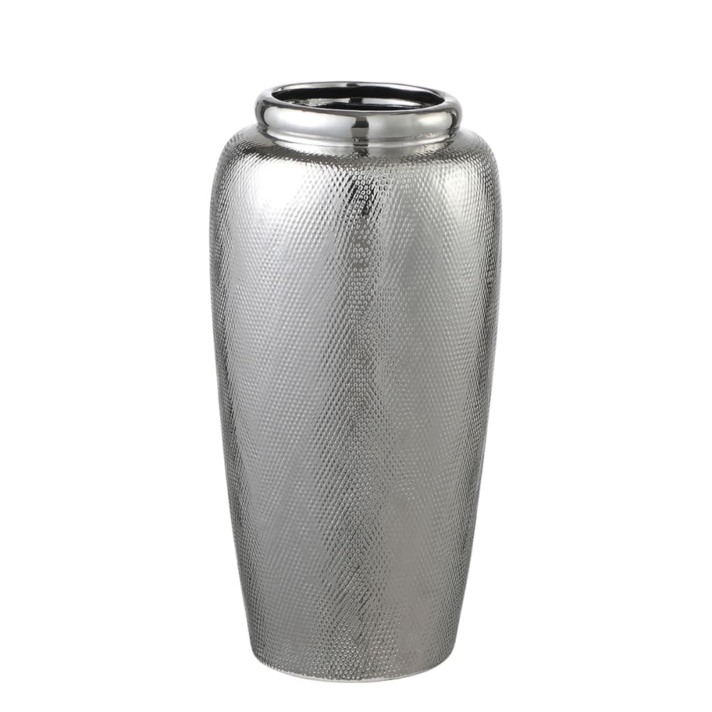 Sia Deco Dekorative Vase aus Keramik H40, Silber style modern Silber Keramik