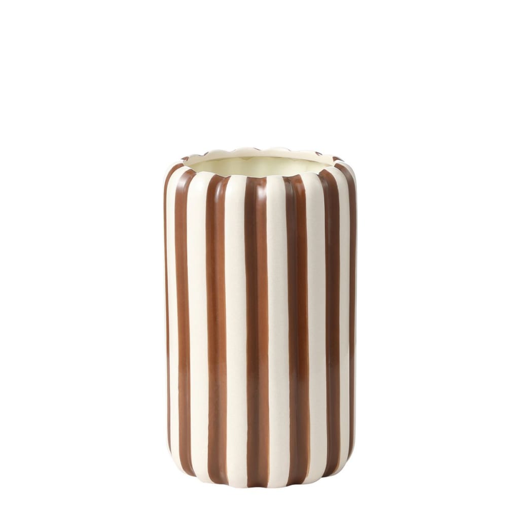 Vase décoratif en céramique orange et blanc H25