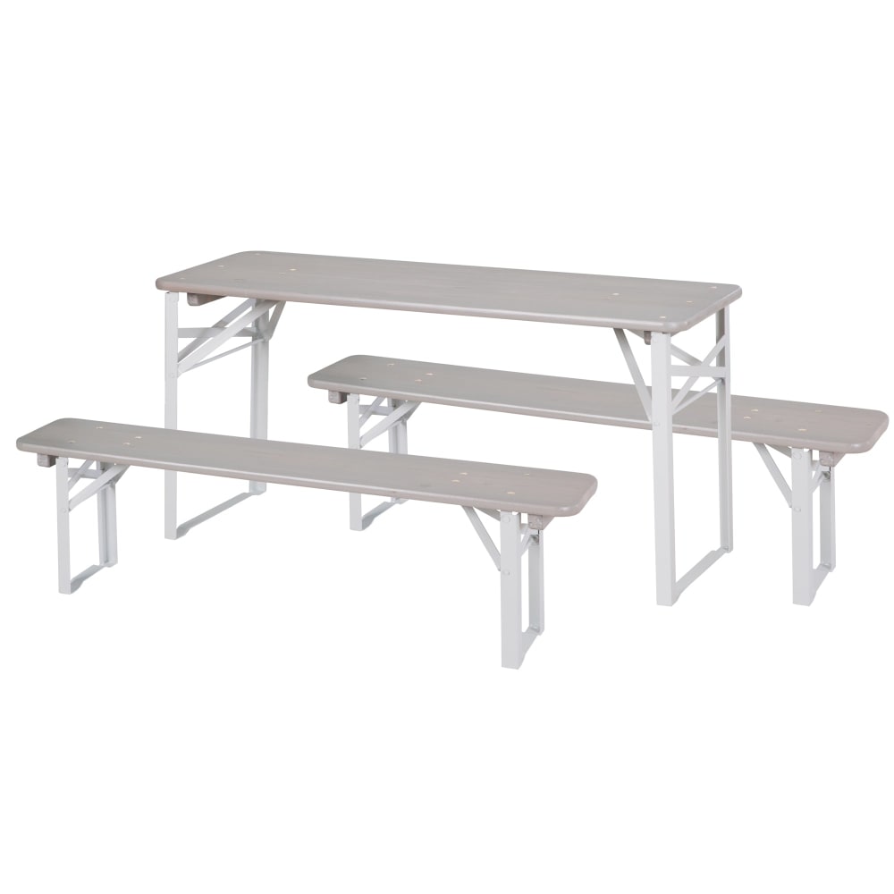 Ensemble Table et Bancs Pliables pour Enfants Gris