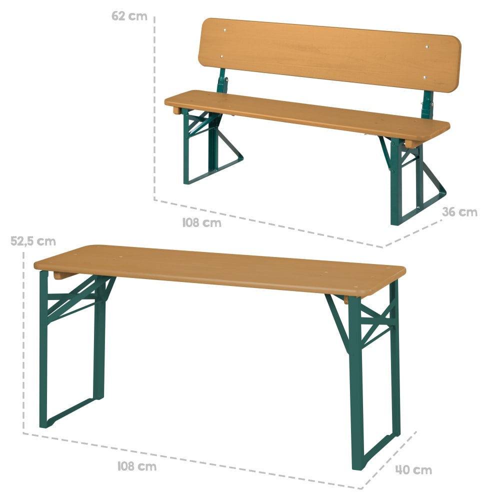 Ensemble Table et Bancs Pliables pour Enfants avec Dossier Nature - Maisons du Monde