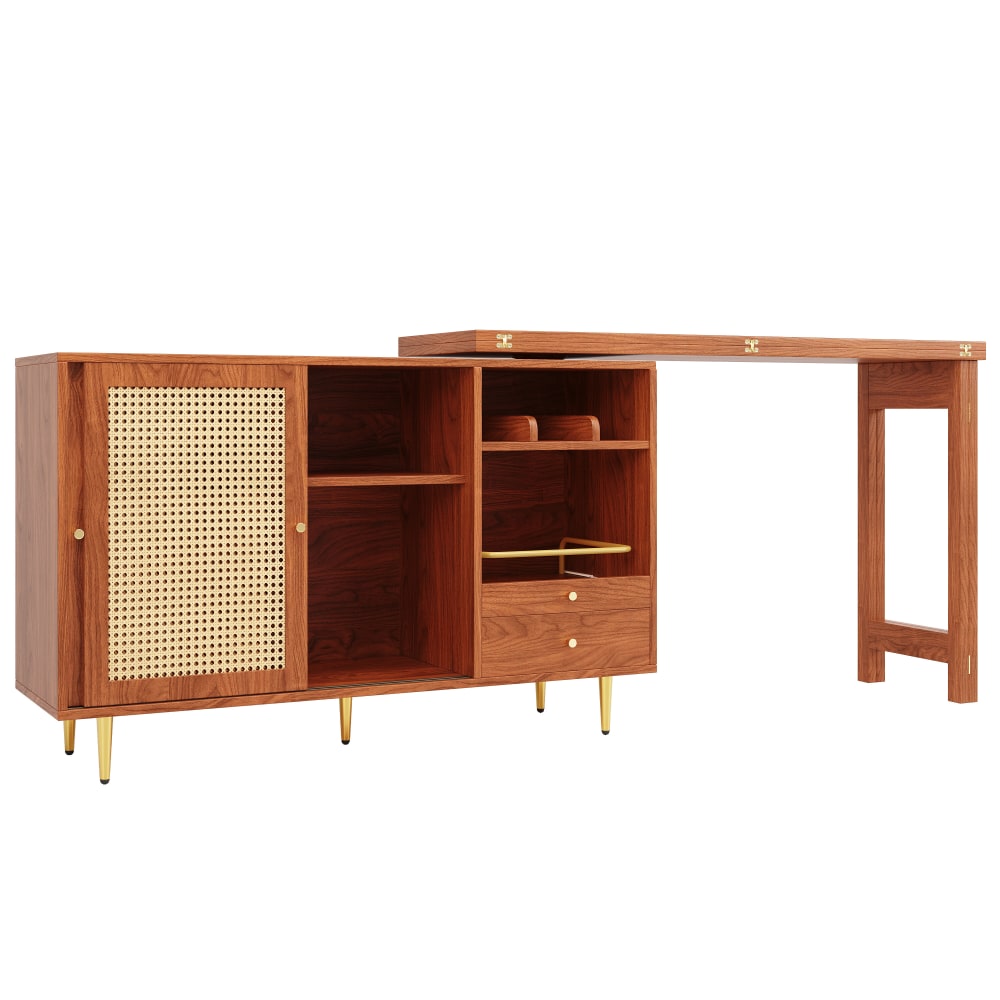 Urban Meuble Ausziehbarer 360° Drehbarer Esstisch mit Holzoptik,Braun style vintage Braun Spanplatte