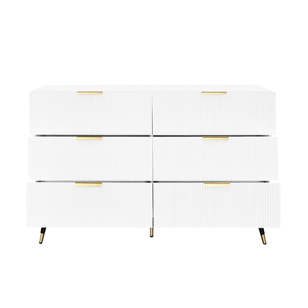 Buffet élégant blanc design moderne, 6 tiroirs poignets