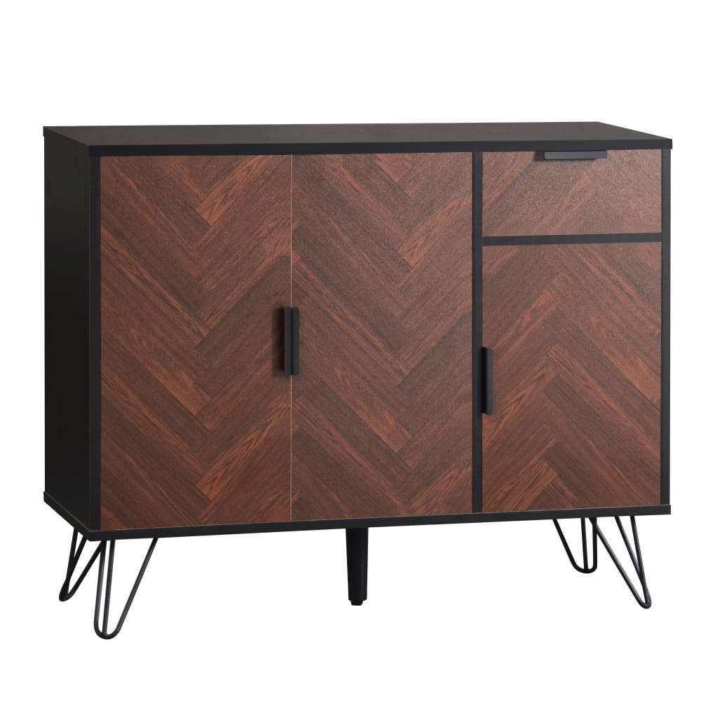 Urban Meuble Sideboard mit Schublade aus Dunklem Holz und Schwarzem Effekt,Braun style vintage Braun Spanplatte