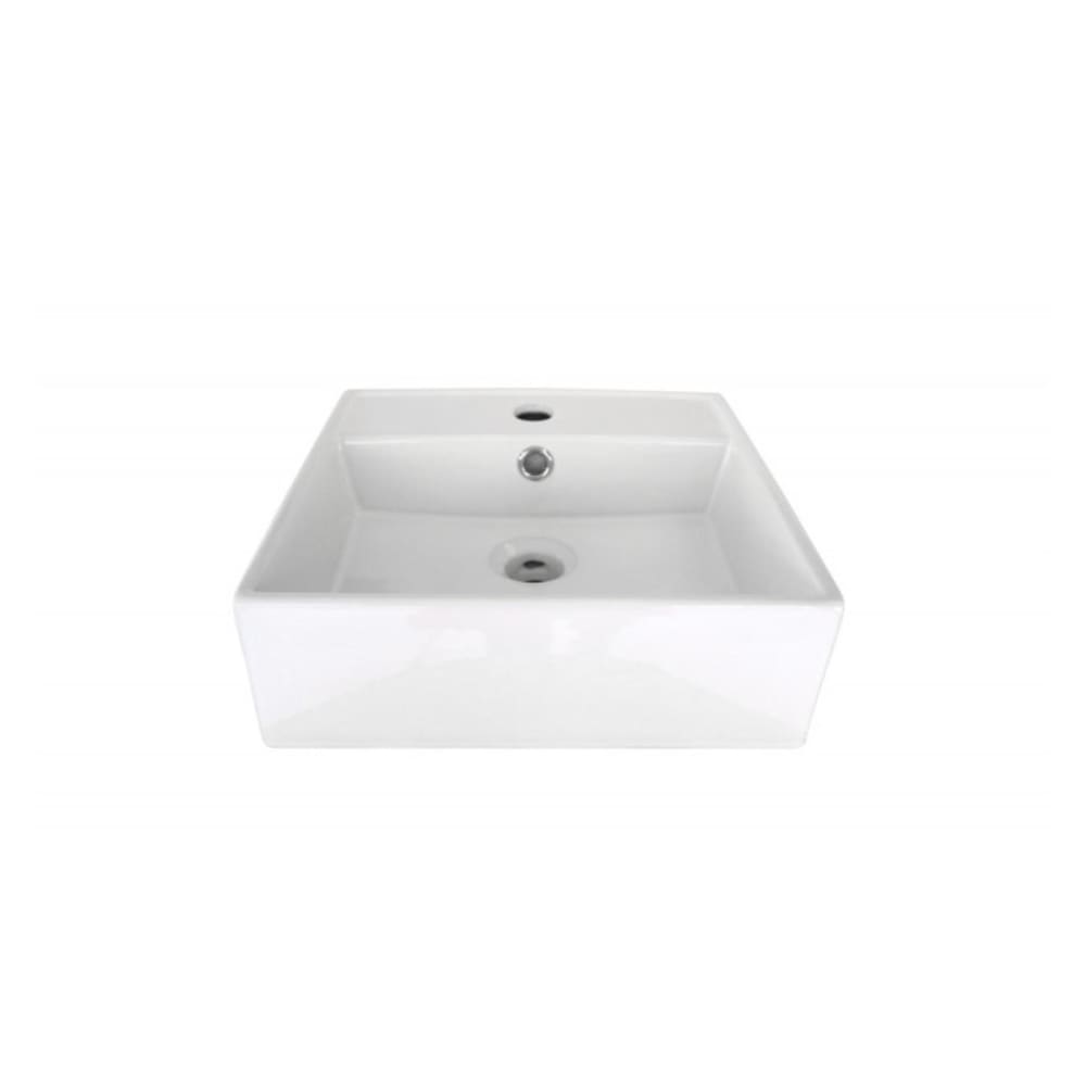 Vasque à poser carrée en céramique blanche 38cm