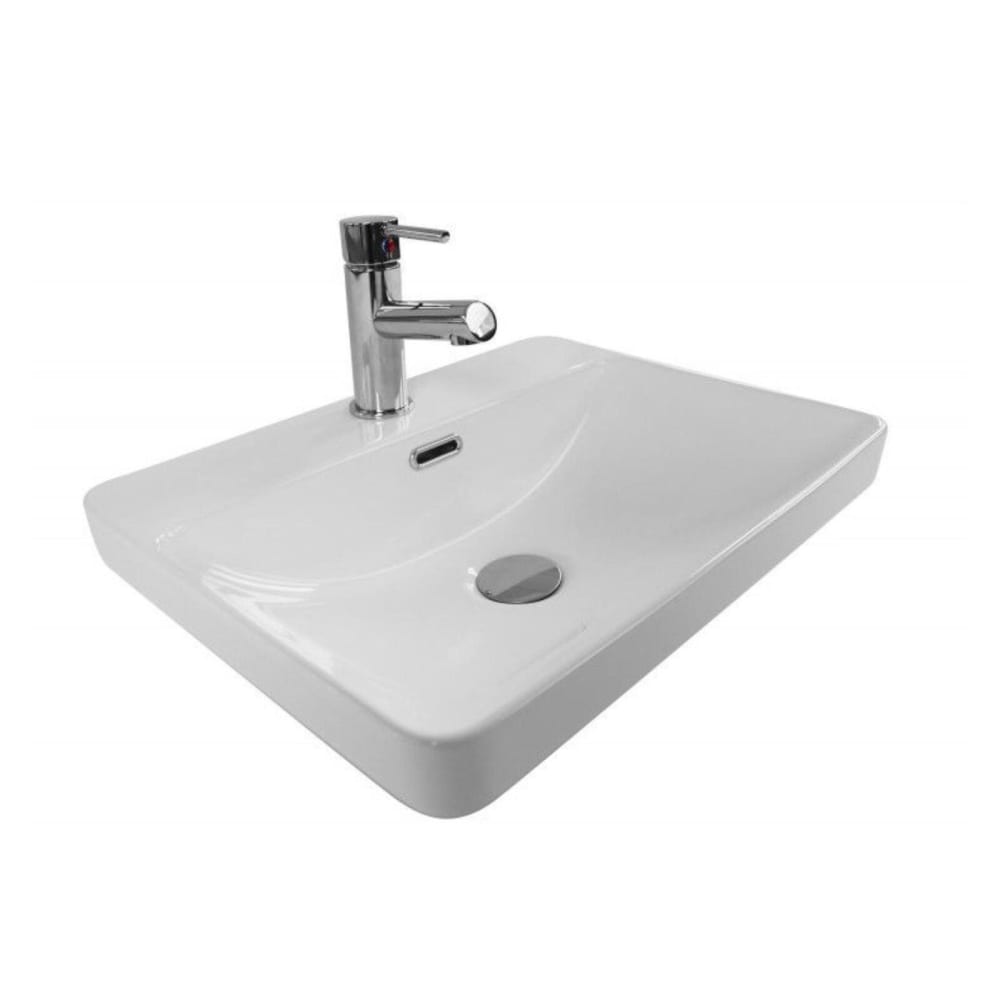 Vasque à encastrer rectangle en céramique blanche 48x37cm - Maisons du Monde