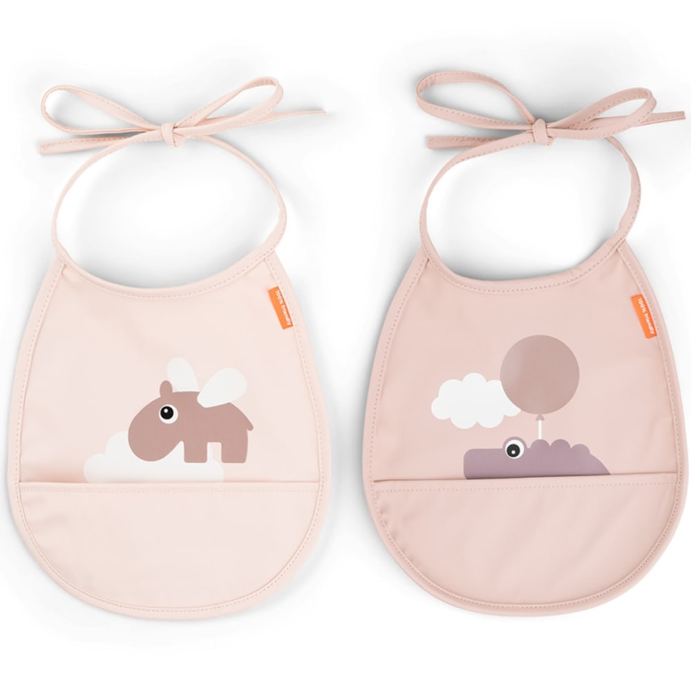 Done by Deer Lot de 2 petits bavoirs Rose Pes - Polyester - 20x20x0cm