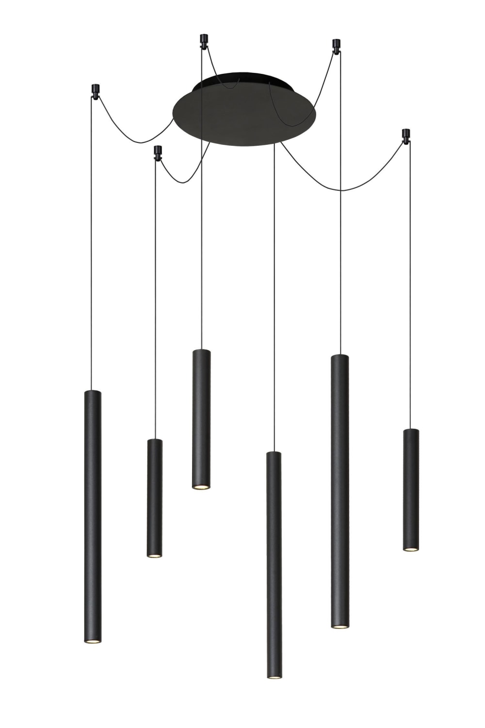 Suspension 6 lumières grappe h130cm noir
