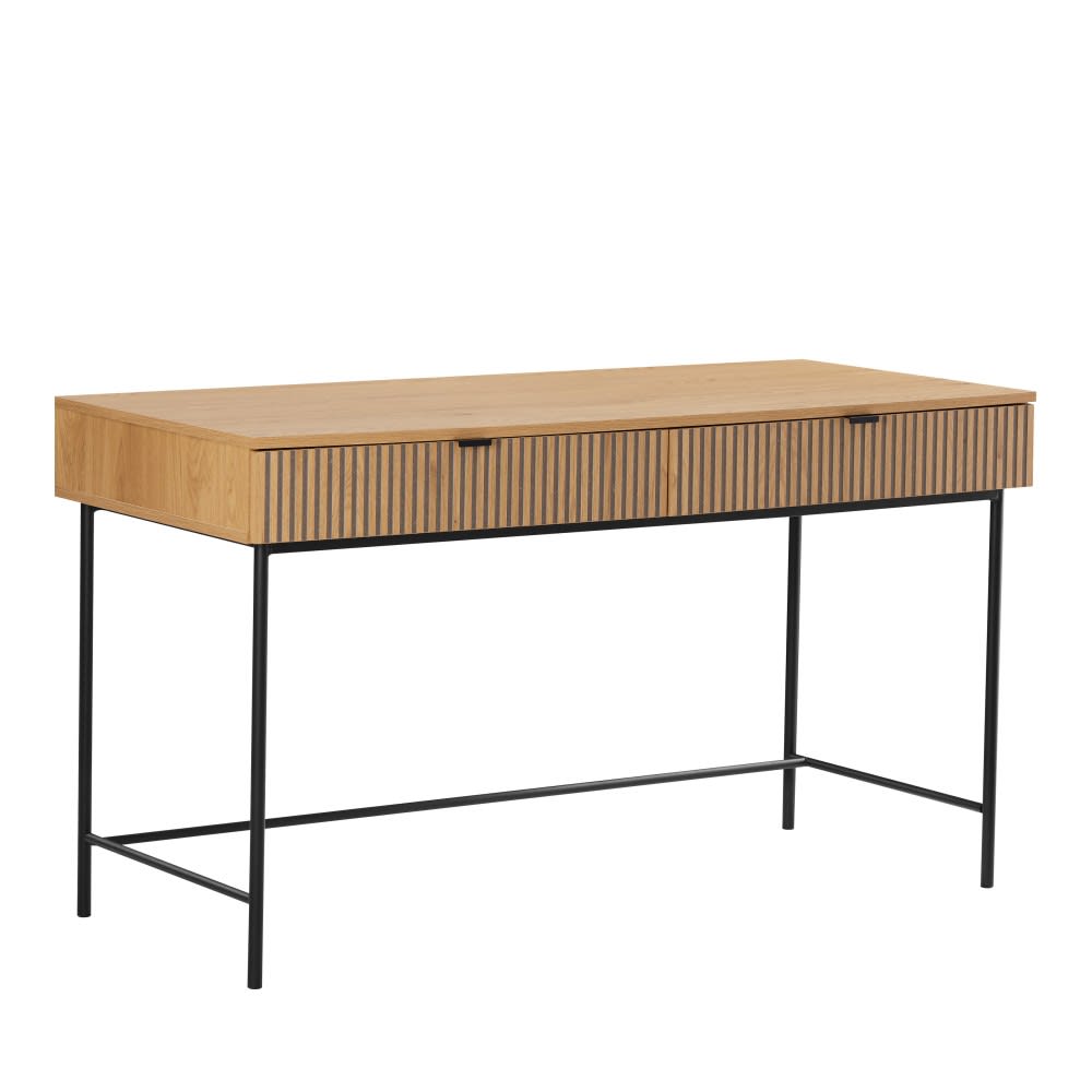 MACABANE Schreibtisch mit 2 Schubladen style classic chic Braun Spanplatte