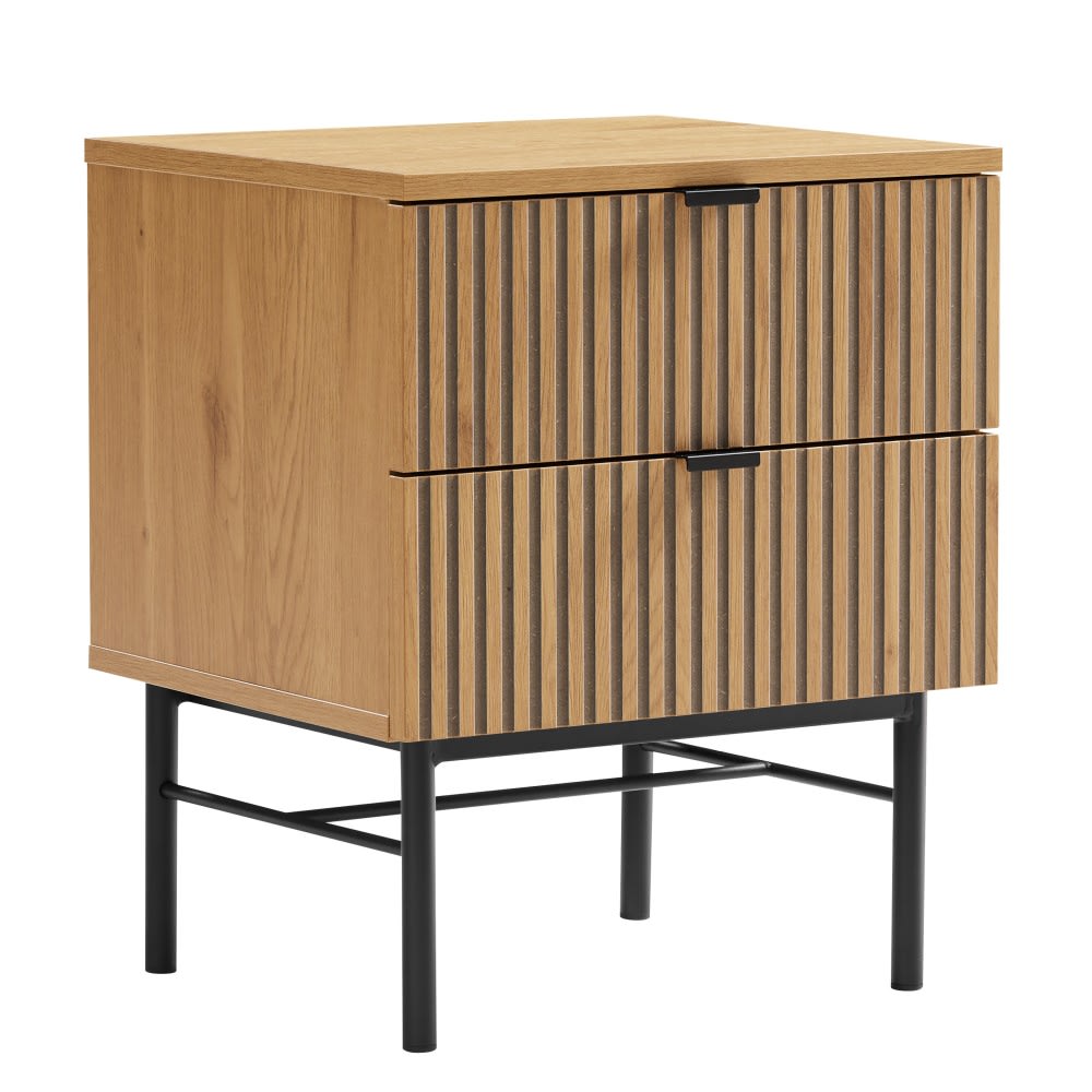 MACABANE Nachttisch mit 2 Schubladen, Dekor in Holzoptik mit schwarzen und natü style classic chic Braun Spanplatte