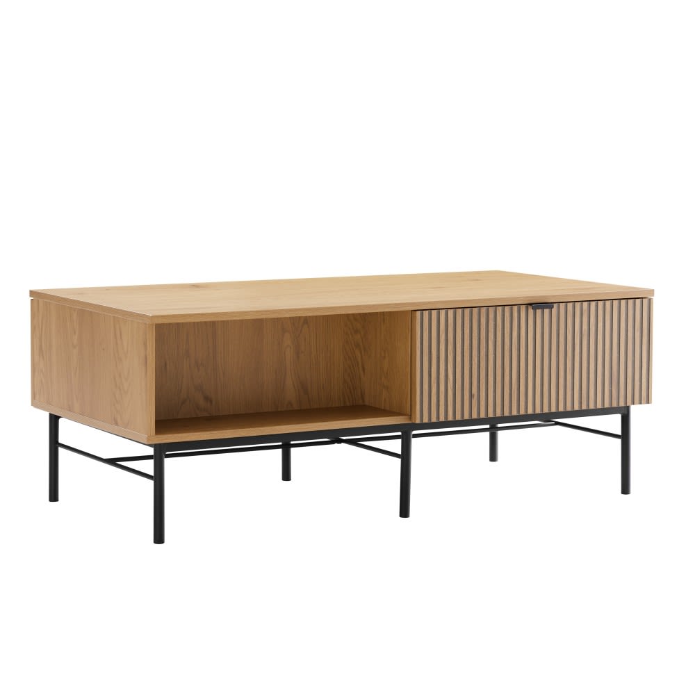 MACABANE Couchtisch 2 Schubladen style classic chic Braun Spanplatte