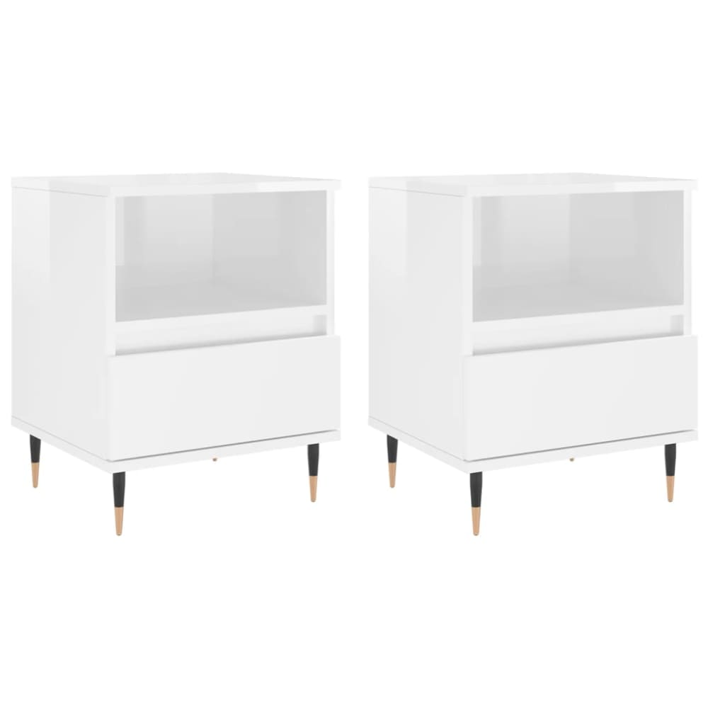 Lot de 2 tables de chevet bois blanc 40x35x50 cm