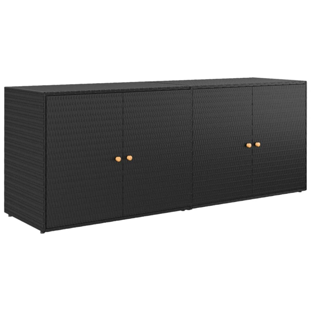 Armoire de rangement jardin Résine tressée Noir 198x55,5x80 cm