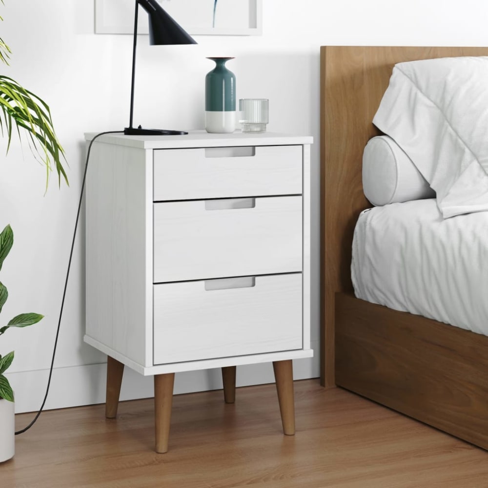 Table de chevet bois blanc 40x35x65 cm