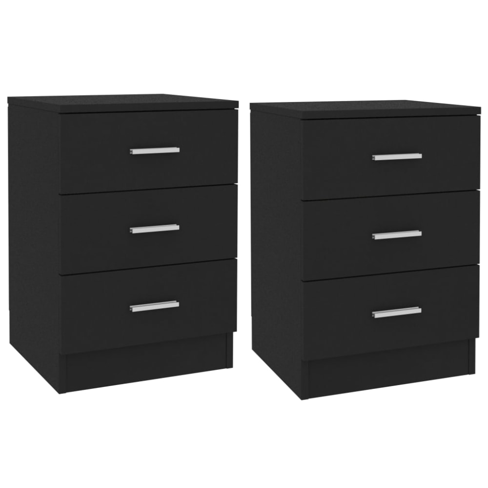Lot de 2 tables de chevet bois noir 38x35x56 cm