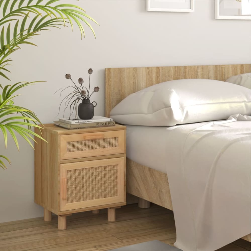 Table de chevet bois beige 40x30x50 cm