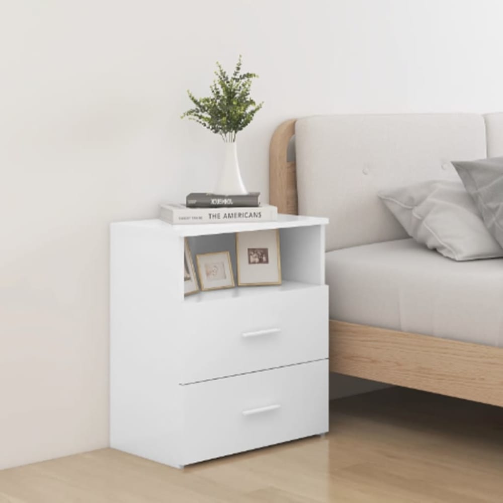 Table de chevet bois blanc 50x32x60 cm