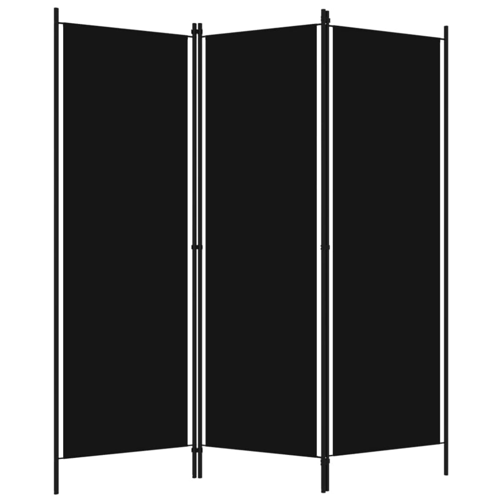 Cloison de séparation 3 panneaux tissu Noir 150x180 cm