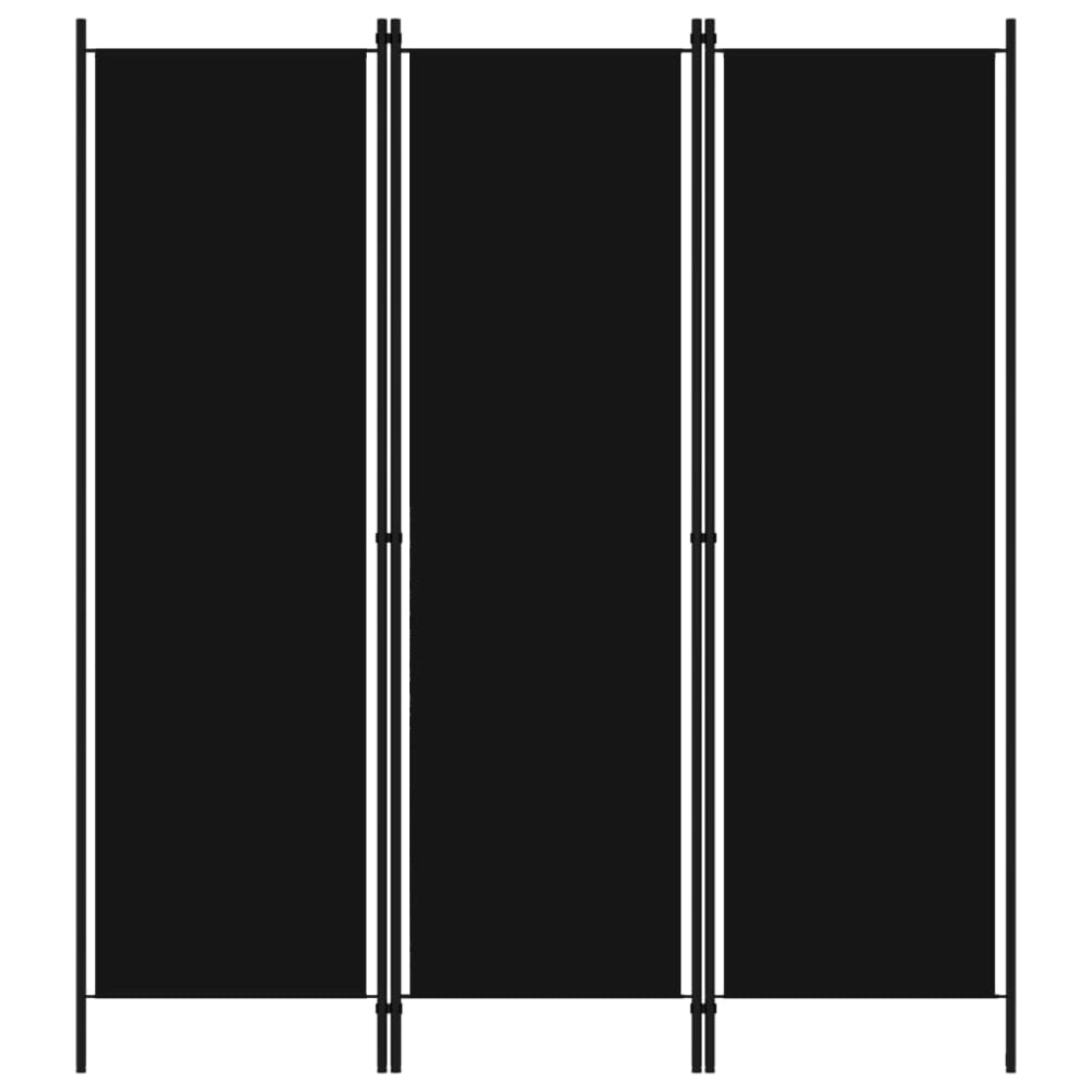 Cloison de séparation 3 panneaux tissu Noir 150x180 cm — vue 3