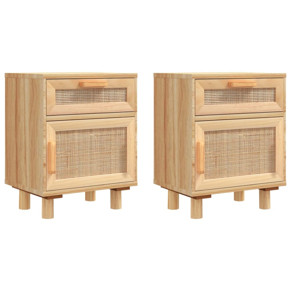 Lot de 2 tables de chevet bois marron 40x30x50 cm