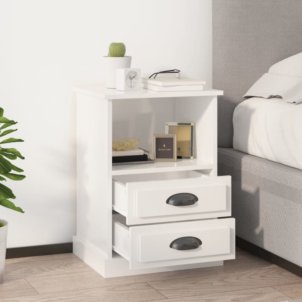 Lot de 2 tables de chevet bois blanc 43x36x60 cm