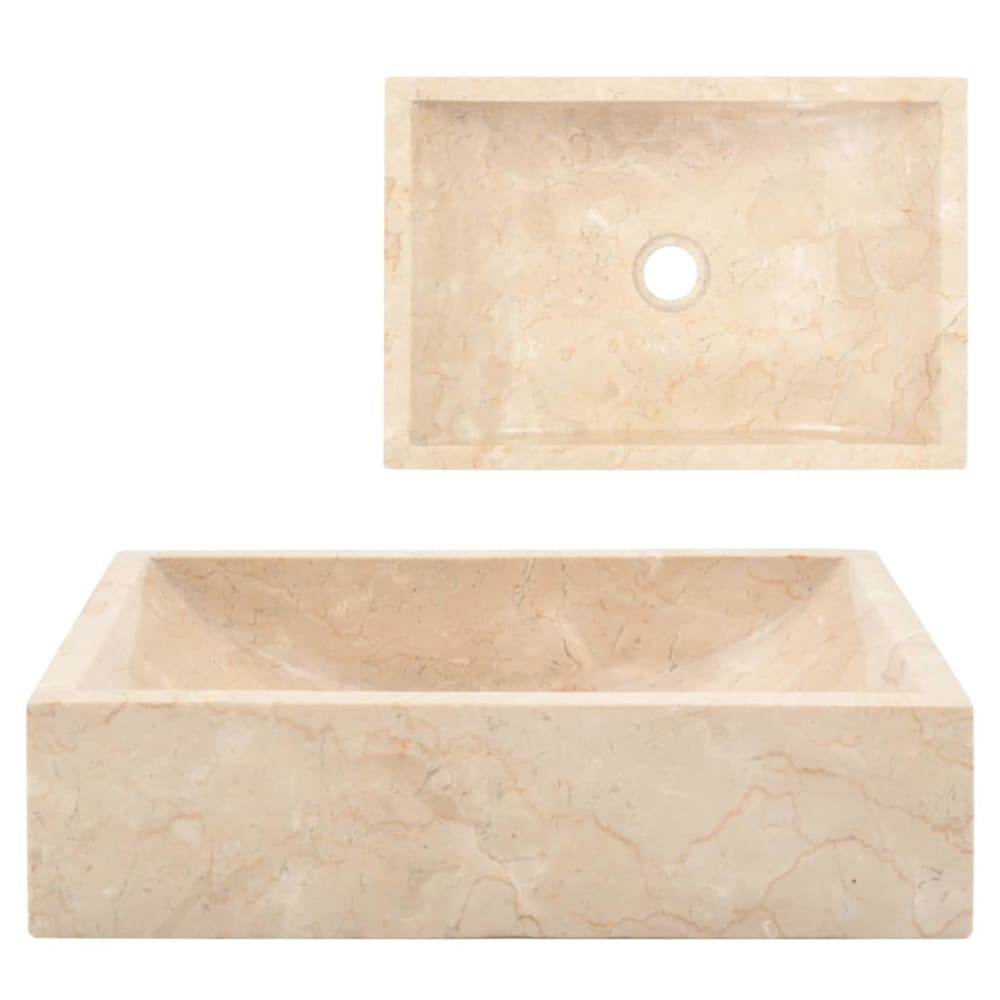 Lavabo marbre crème brillant 45x30x12 cm
