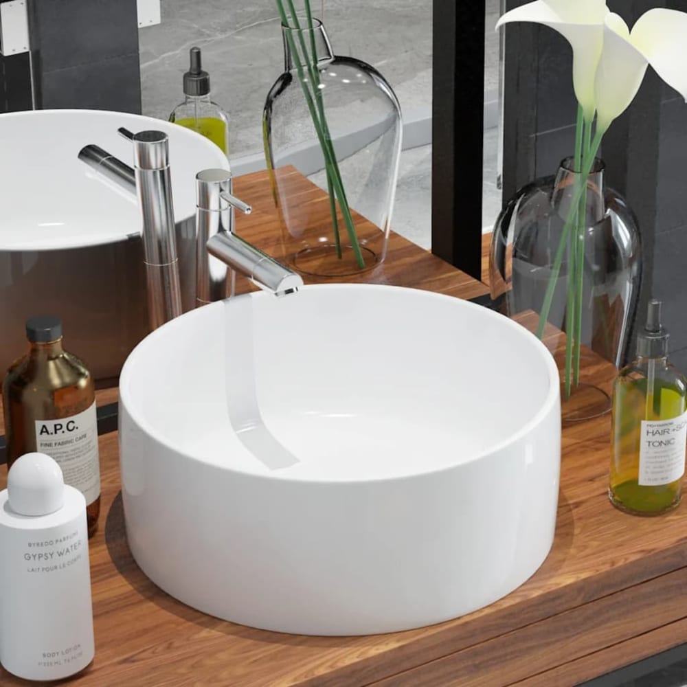 Lavabo rond céramique blanc 40 x 15 cm