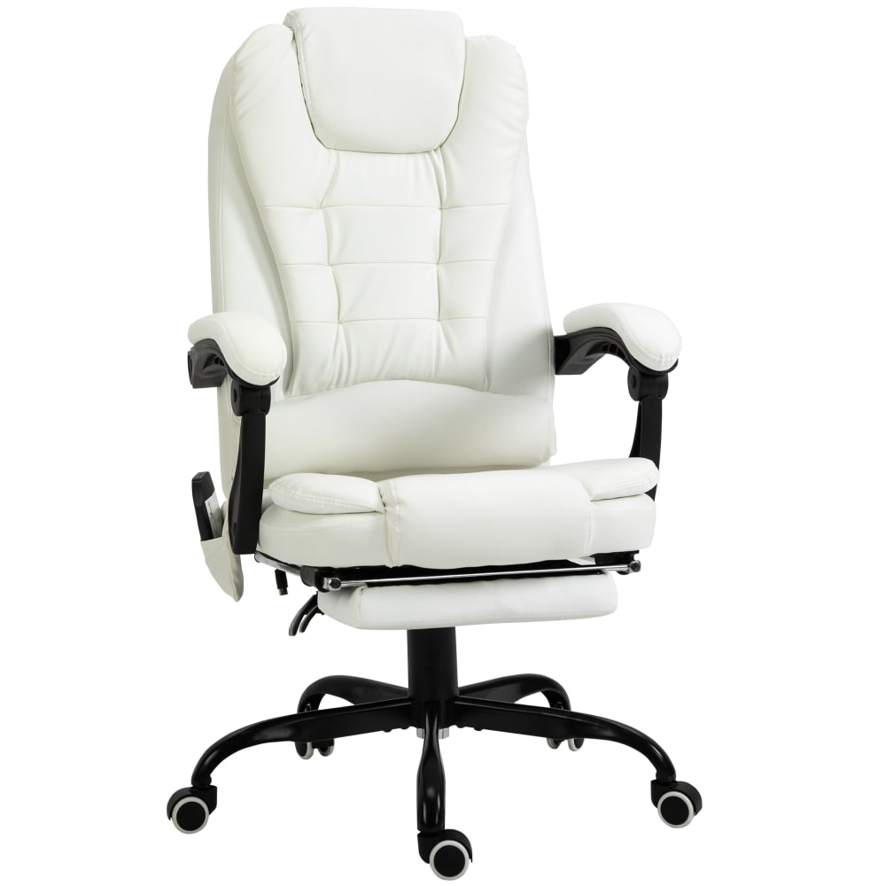 Fauteuil de bureau massant hauteur réglable dossier inclinable blanc